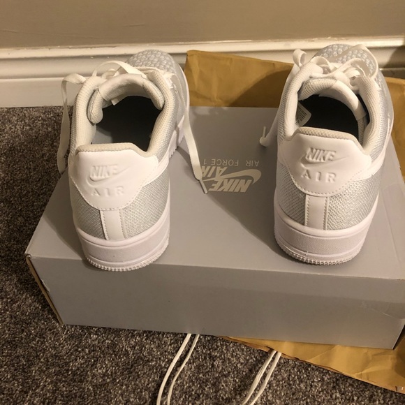 Air Force 1 Flyknit Nike Shoes - White N Grey/Blue - Picture 5 of 8